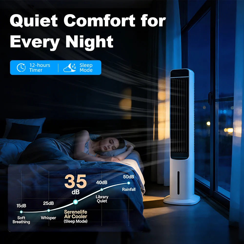Windowless Portable Air Conditioner 41-In Cooling Fan that Blow Cold Air 3in1 Tower Fan with Remote 120°Oscillation Swamp Cooler