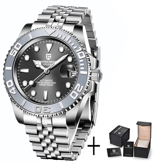 PAGANI DESIGN Classic Luxury Mens Watch Ceramic Ring Mechanical Wristwatch Stainless Steel Waterproof Automatic Watches Men Gift