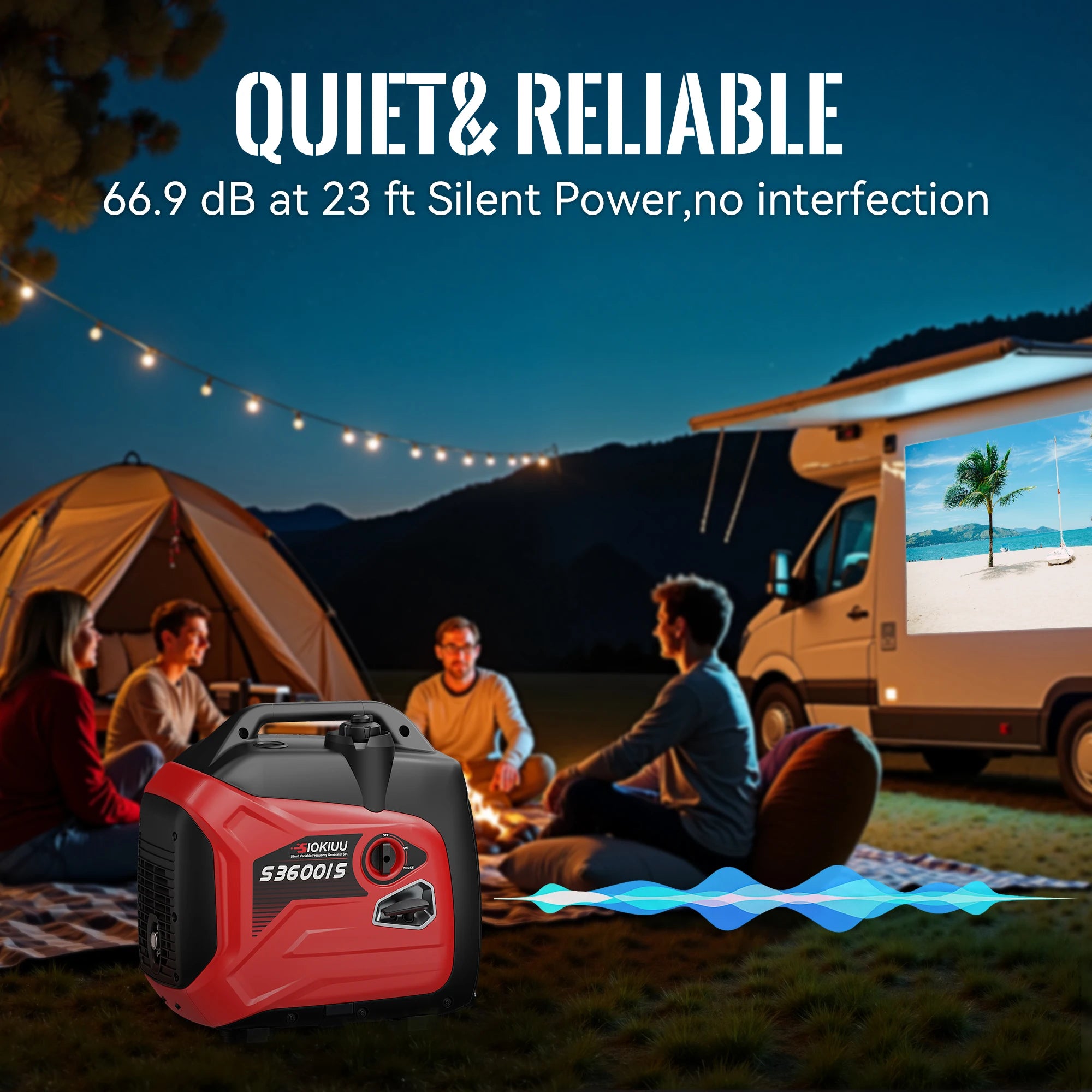 3600W Portable Inverter Generator operating power 3000W, EPA, Ultra Quiet, CO Alarm, Camping RV Home Emergency Power