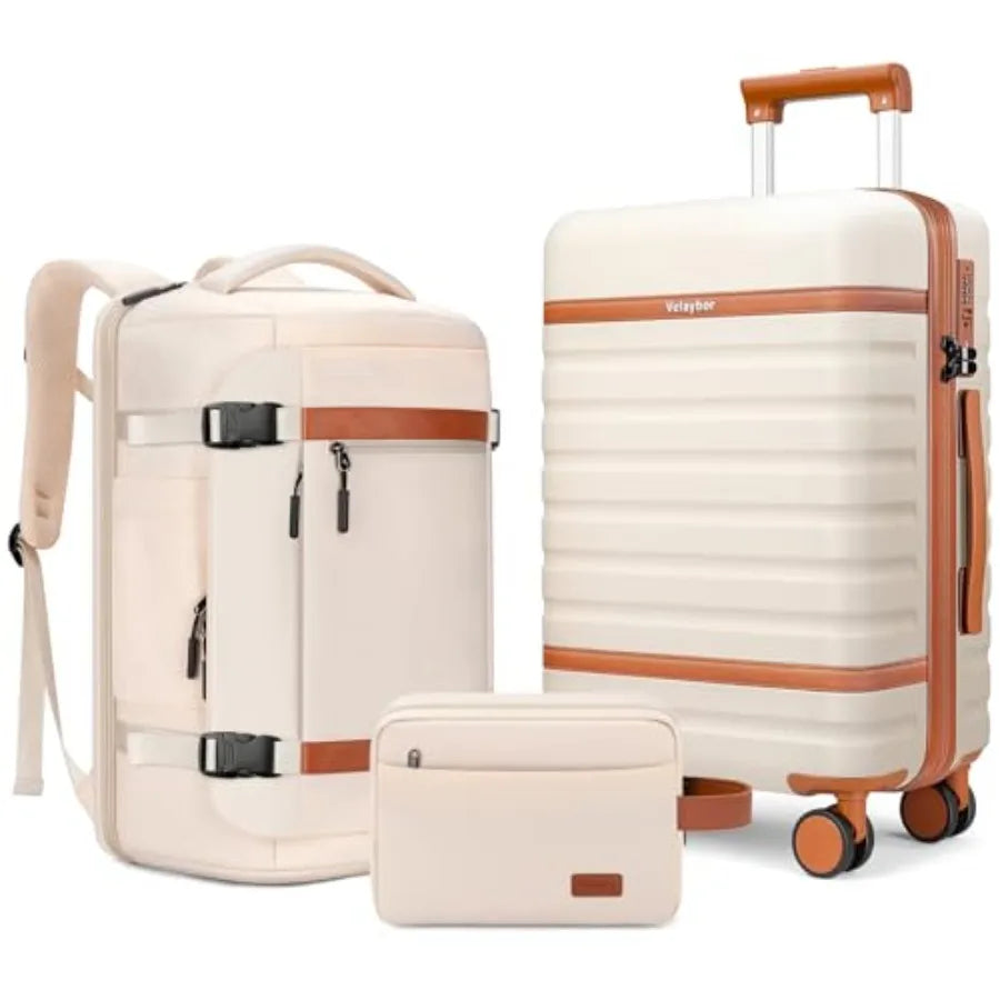 Luggage Sets 3 Pcs with Spinner Wheels, Lightweight PC Hardside Suitcase with TSA Lock and YKK Zippers, 20 Inch Carry On Luggag
