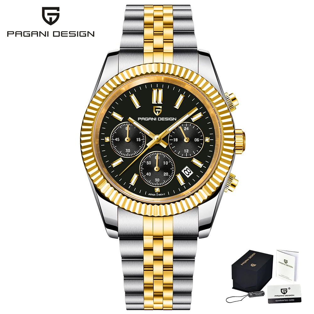 2025 New PAGANI DESIGN Men's Sports Quartz Watches Top VD53 Sapphire Stainless Steel 5Bar Waterproof Clock Chronograph