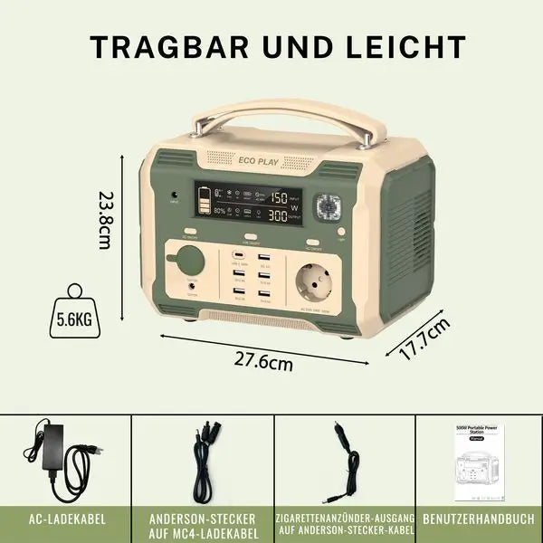 500W Portable Power Station; 484Wh Solar Generator Power Pack Battery Lithium Backup Power Supply