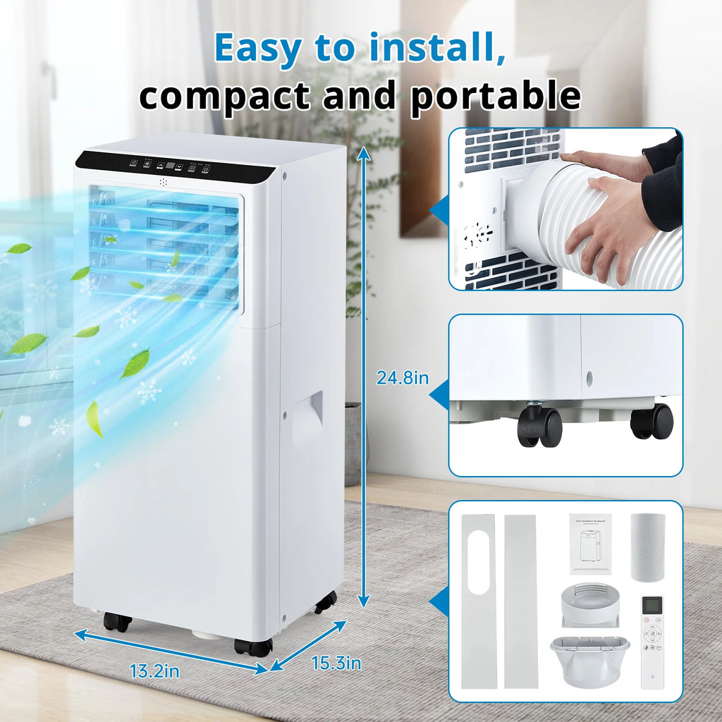 8000 BTU Portable Air Conditioners Portable AC Unit with Remote, Digital Display/24Hrs Timer/Installation Kit for Home/Office/Do