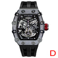 TSAR BOMBA 2022 Luxury Mens Automatic Watch Waterproof Carbon Fiber Clock Tonneau Skeleton Mechanical Wrist Watch for Men