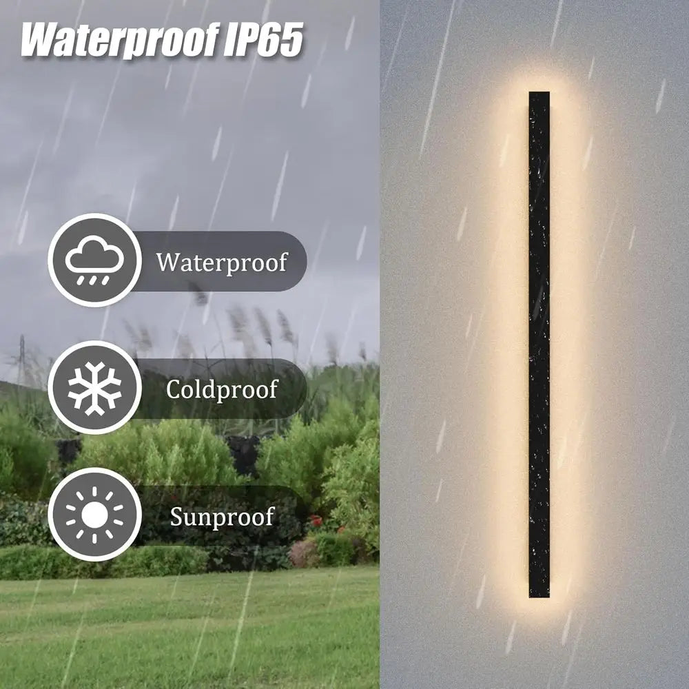2 Pack 47.25inch Long Outdoor LED Wall Lights 35W Black 3000K Warm White Porch Lights Acrylic Waterproo IP65 Exterior Wall Light