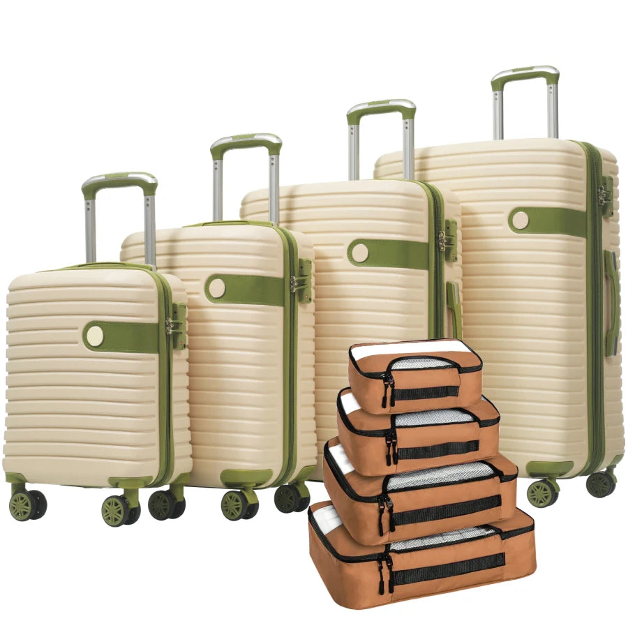 4 Piece Luggage Set for Travel: ABS Hard Shell, Lightweight Expandable Suitcases with TSA Lock, Spinner Wheels, 4 Packing Cubes