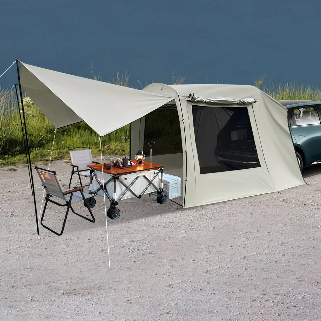 4.85*2.4*1.95m Car Awning Outdoor Tent Car 210T Polyester Fabric Tent Attachment for Camping Car Camping Tent
