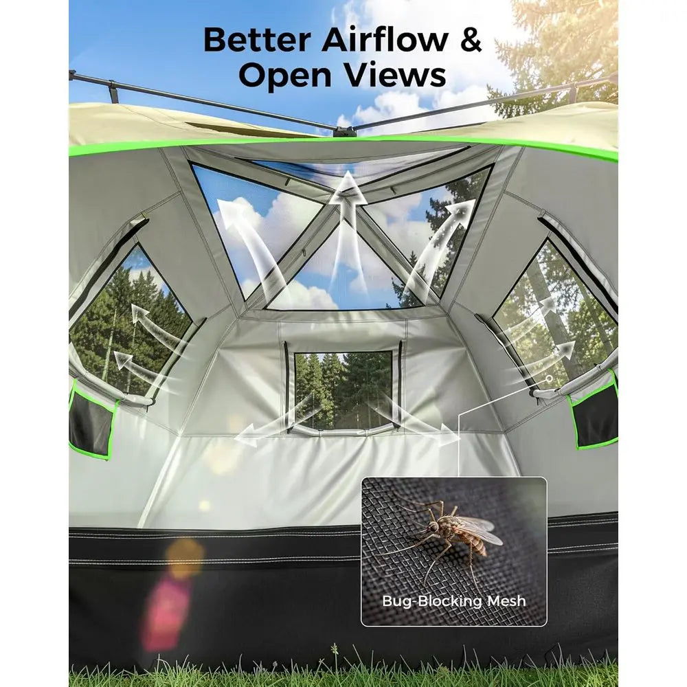 Quick Setup 4-6 Person Waterproof Camping Tent with Portable Bag for Family Hiking & Outdoor Adventures