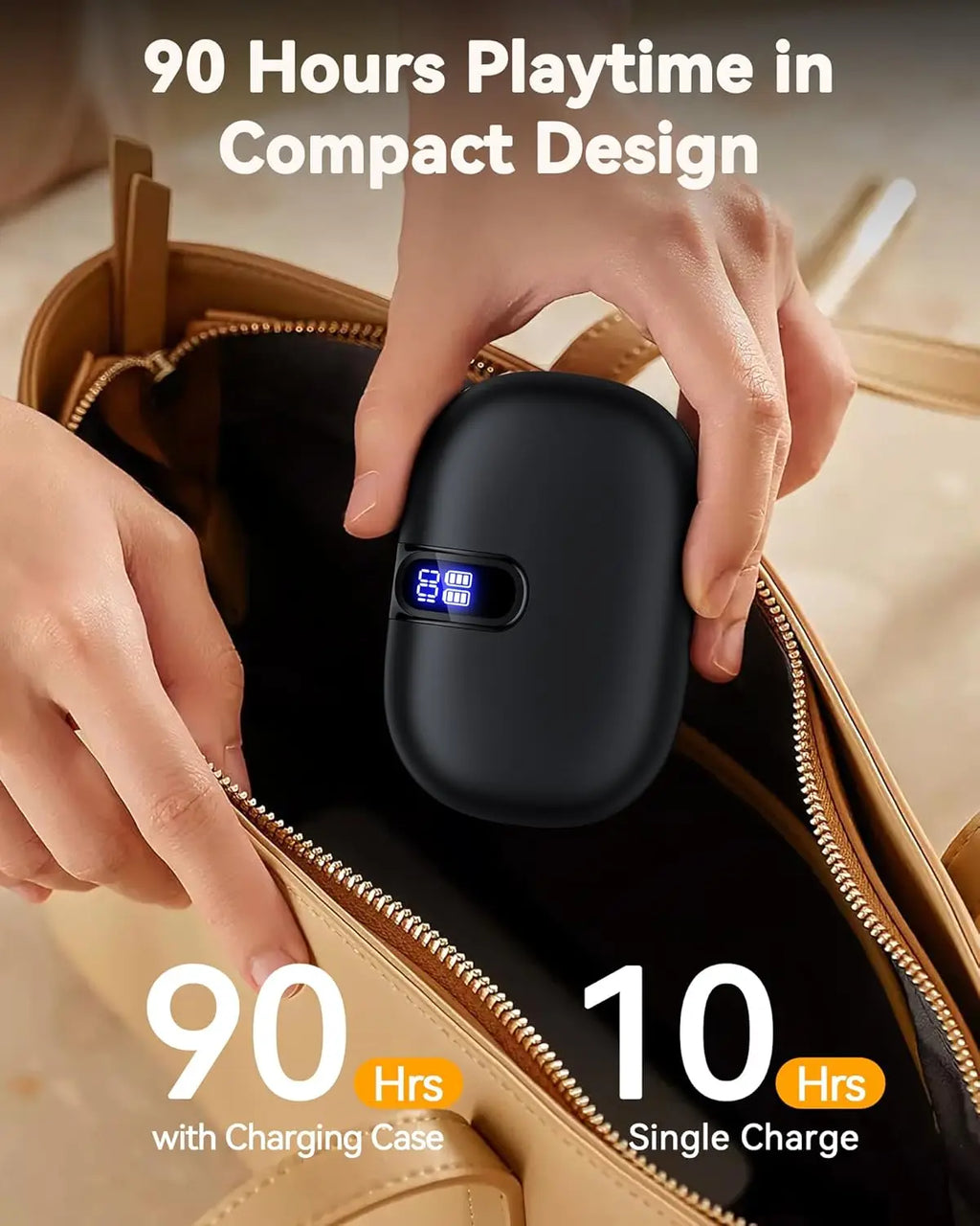 AI Translator Earbuds Real-Time 164 Languages Bluetooth LED Display for Travel Business Learning Black