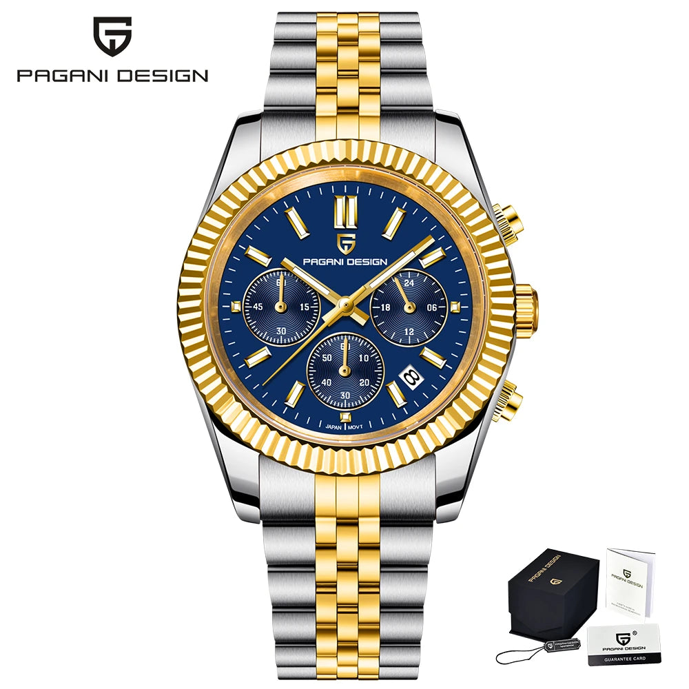 2025 New PAGANI DESIGN Men's Sports Quartz Watches Top VD53 Sapphire Stainless Steel 5Bar Waterproof Clock Chronograph
