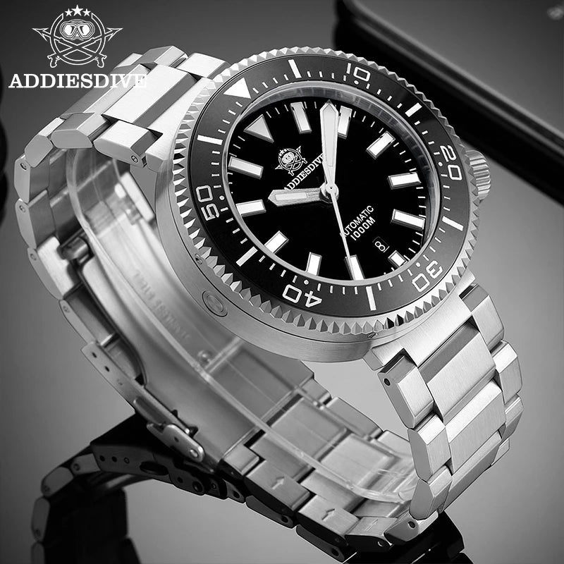 ADDIESDIVE Luxury Men's Diver Watch 1000m Sapphire Crystal Super Luminous BGW9 Movement  821 Automatic Mechanical Couple Watches