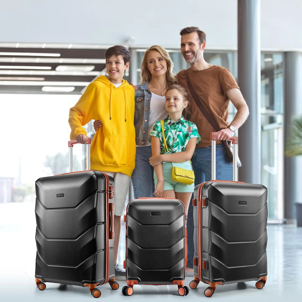 3pcs Luggage Set ABS Hardshell Suitcase With Spinner Wheel TSA Lock Side Hook Carry On Luggage For Business Trip 20/24/28 Inch