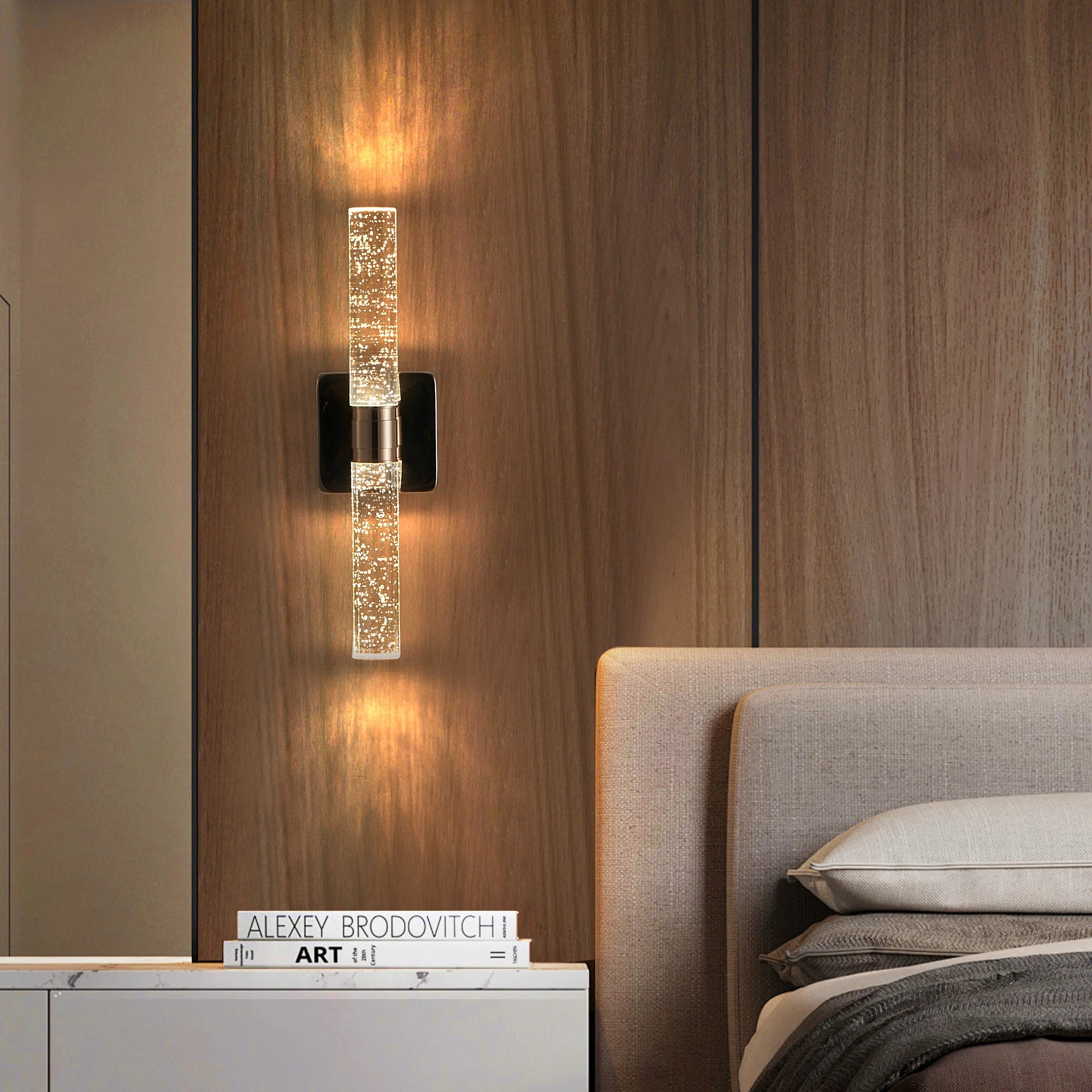 ARLGSITE 2-Light Contemporary Crystal Wall Light, Gold Plating Finish with Bubble Crystal, Sconce Modern Indoor Lighting Fixture