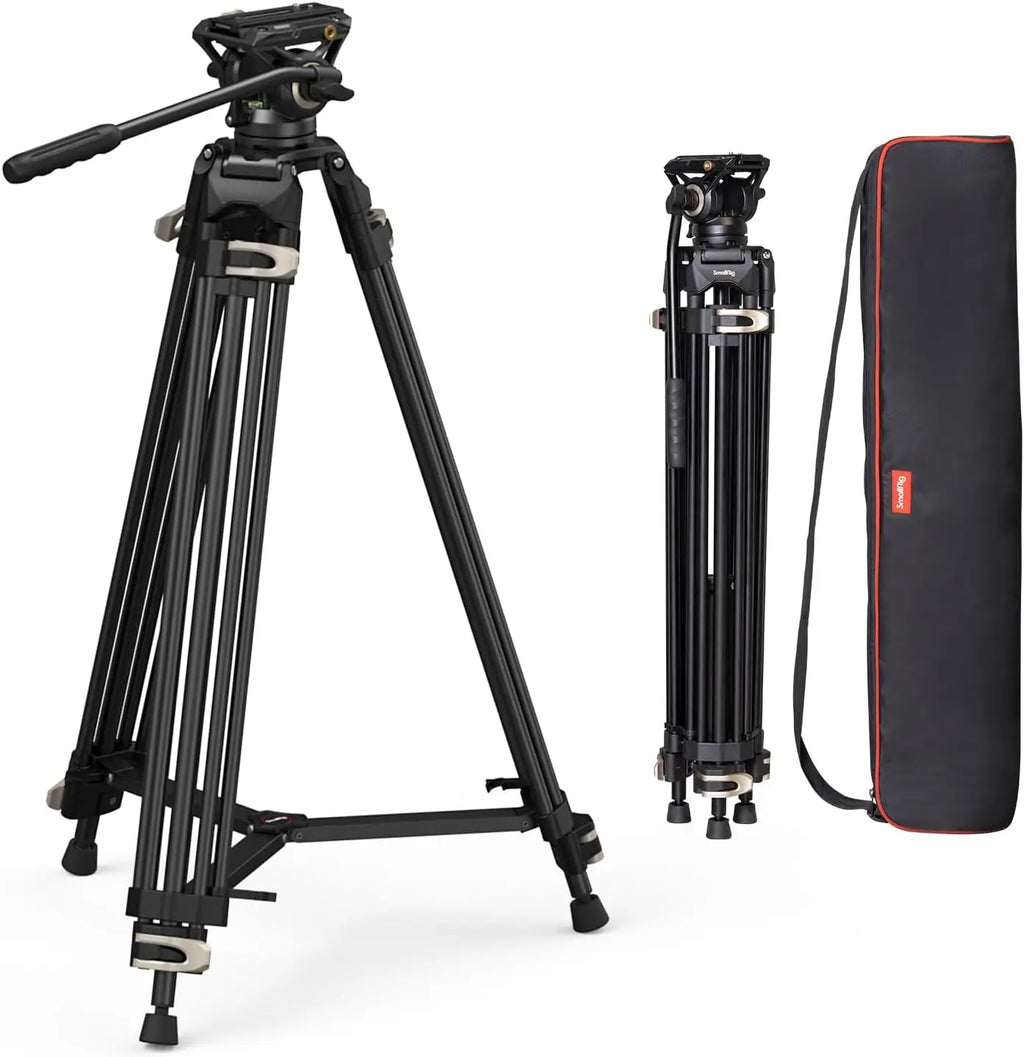 73" Heavy Duty Tripod with 360 Degree Fluid Head and Quick Release Plate for DSLR, Camcorder, Cameras