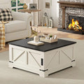 White 35.4 Wide Storage Coffee Table with Lift Top and Charging Station