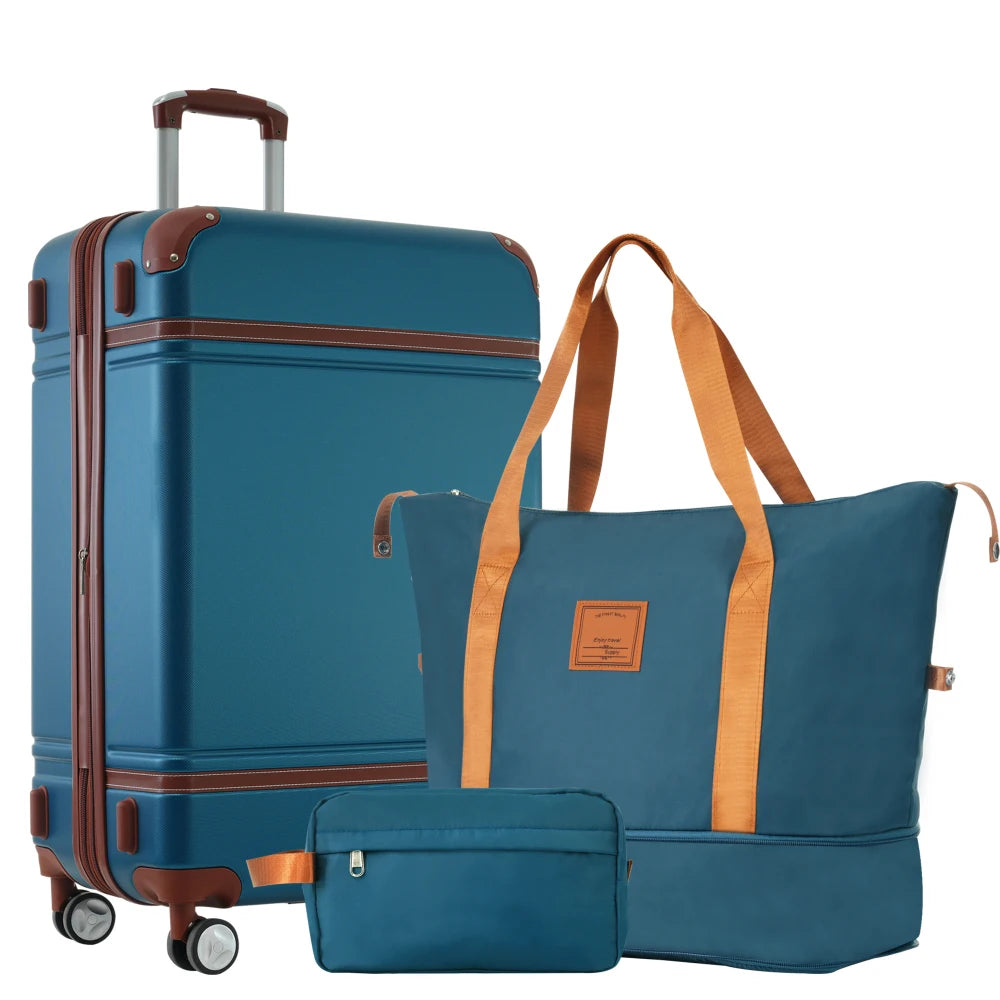 28"Hardshell Luggage Sets with Bags Lightweight Suitcase Double Spinner Wheels with TSA Lock ,Single Vintage Luggage ,Suitcase