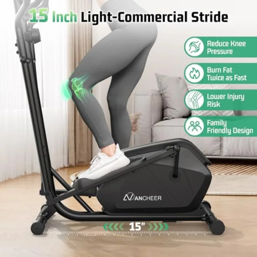 Elliptical Exercise Machine for Home with Ultra-Smooth Magnetic Drive 14 Levels Resistance Cardio Machine with LCD Moni