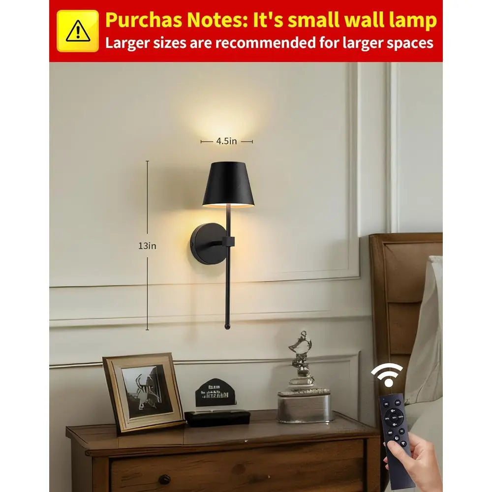 WirelWall Sconces Set o 2, Small Cordl5200mAh Rechargeable Battery LED Wall Lamps, SteplDimming Lightings or Wall Painting, Livi