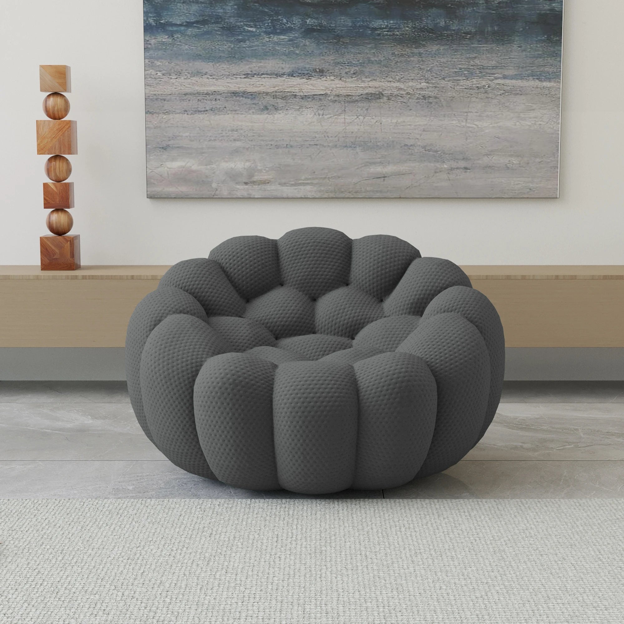 Sdorens 49'' Oversized Boneless Bubble Couch Chair Football-Shaped Design Curved Couch for Living Room No Assembly Required