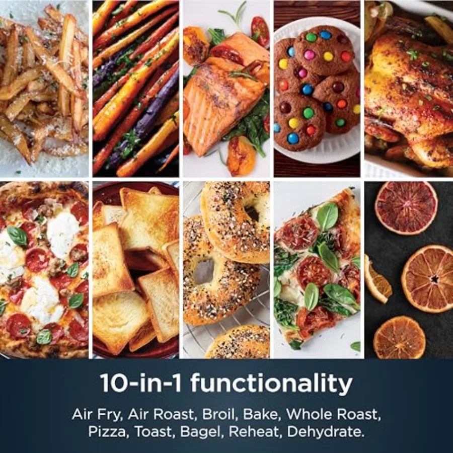 Air Fryer Toaster Oven Combo 10-in-1 Smart XL Countertop Oven Baking up to 20 Cookies Fits up to 12lb Turkey Pizza Toast Bake D