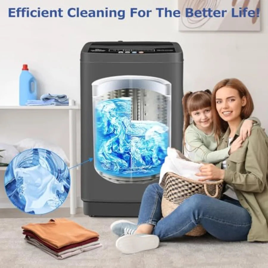 Portable Washing Machine 20Lbs Ccity Full-Automatic Washer and Dryer Combo with 10 Programs 8 Water Levels Compact Laundry Mach