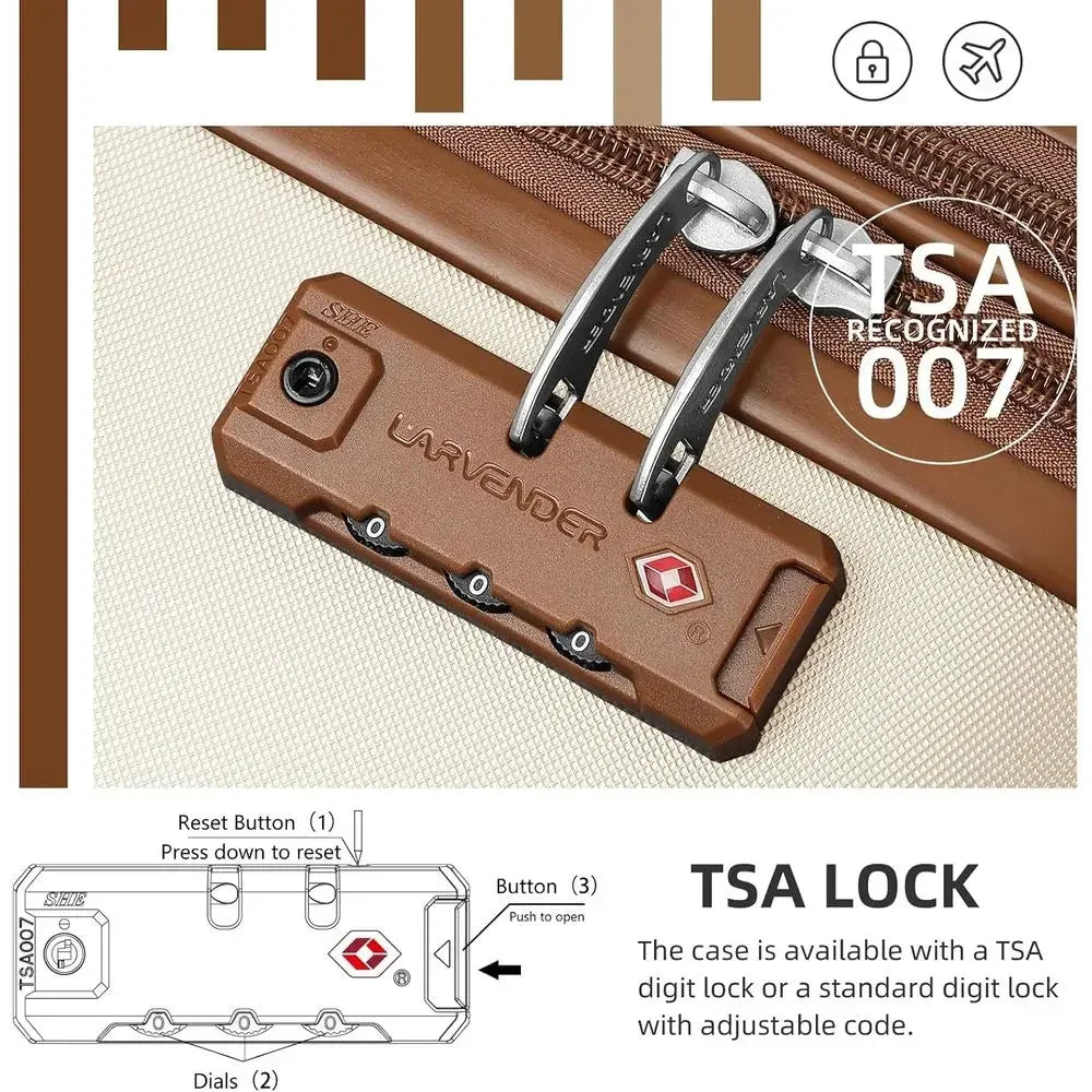 6-Piece Expandable Hard Shell Suitcase Set with TSA Lock and Double Spinner Wheels (White Brown)