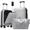 Front Opening Luggage Set 3 Piece: Hardside Carry-on Suitcase with USB Port, Expandable Spinner Wheels, TSA Lock, ABS/PC Materi