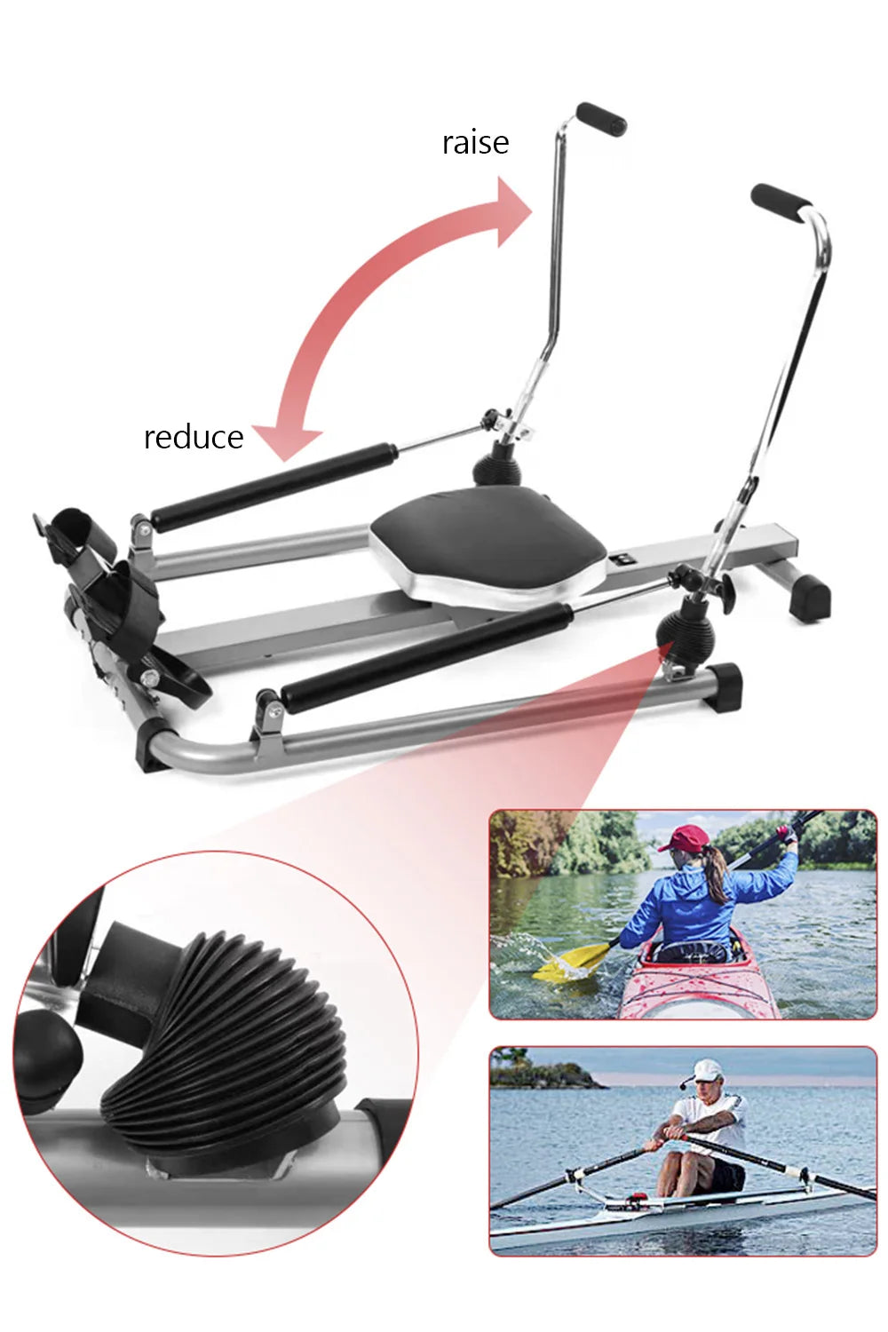 Home Gym Adjustable Exercise Rowing Machine Rower  Double Hydraulic Resistance