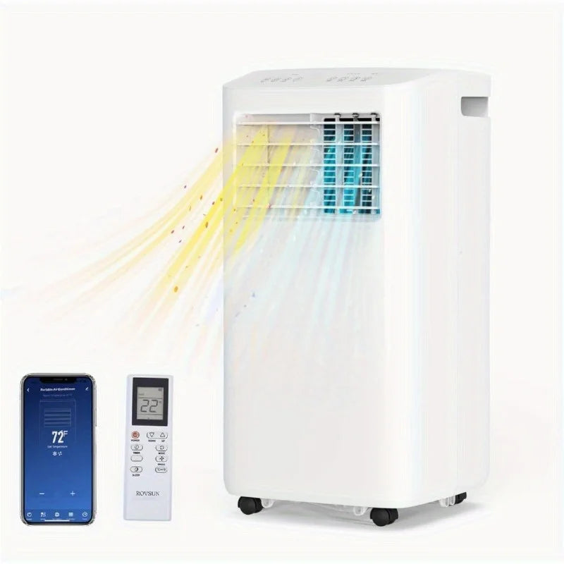 Smart 10000 BTU Portable Air Conditioner with Heat, 4-in-1 Cooler, Heater, Dehumidifier & Fan, Room Mobile AC Unit with Remote &