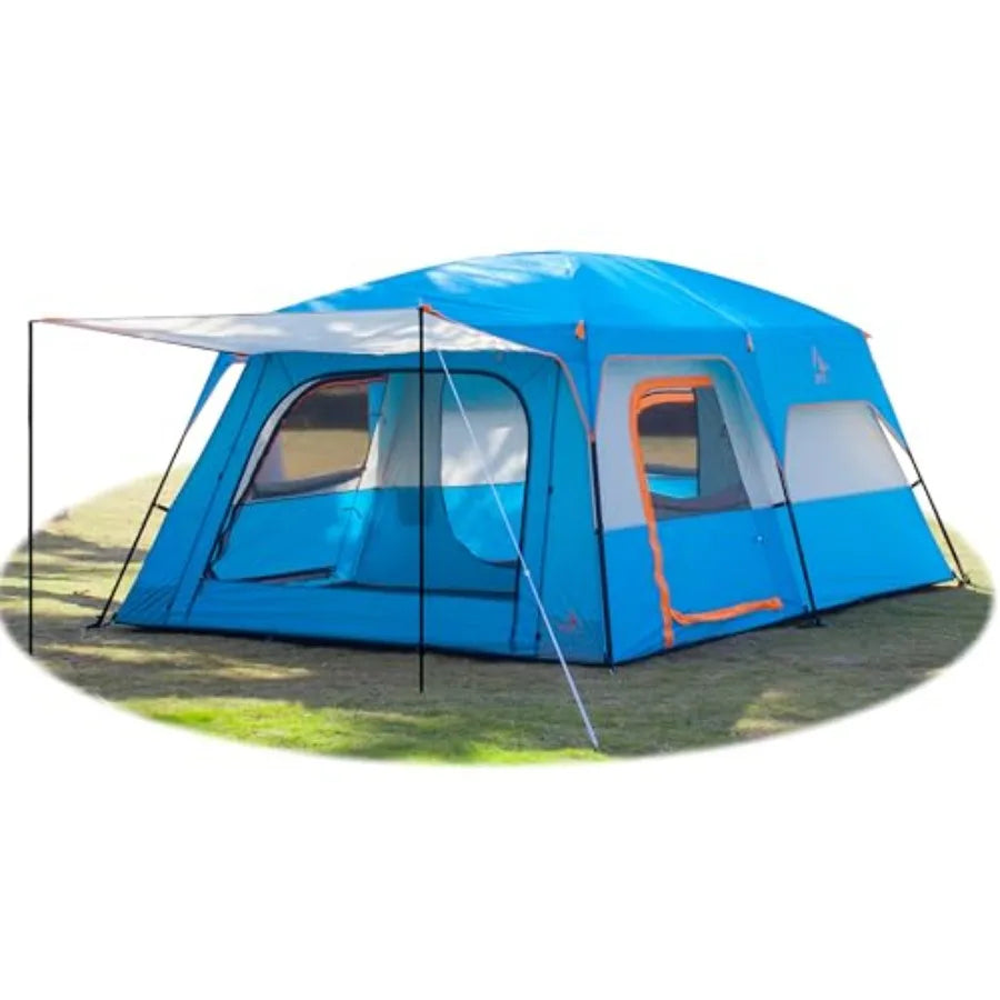 Extra Large Tent 6101214 Person StyleB Family Cabin Tents with 2 Rooms 3 Doors and 3 Windows Featuring Mesh Panels Straight Wal