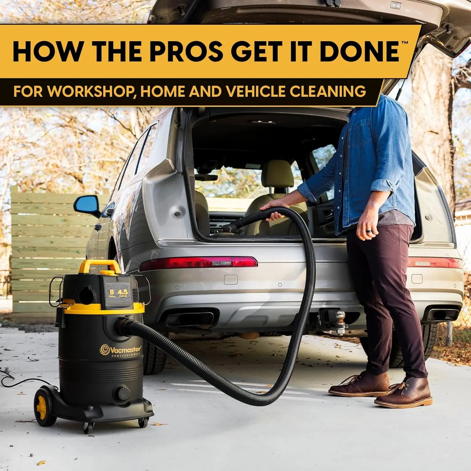 8 Gallon Wet/Dry Vacuum with Self-Cleaning Filter, 4.5 HP Motor for Powerful Suction and Easy Cleaning