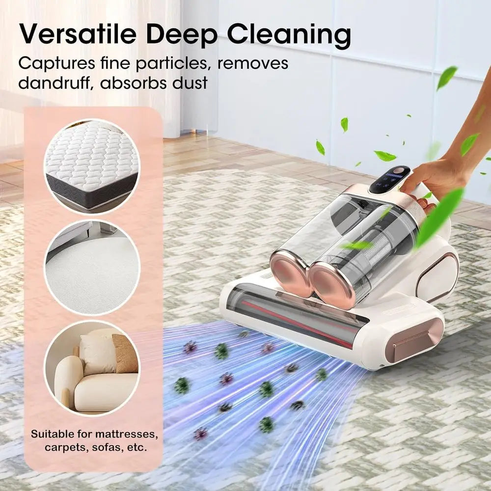 Cordless 16Kpa Handheld Vacuum Cleaner with UV-C Light, HEPA Filter & Ultra Portable for Bed, Sofa, Crib, Car, Pet Hair, White