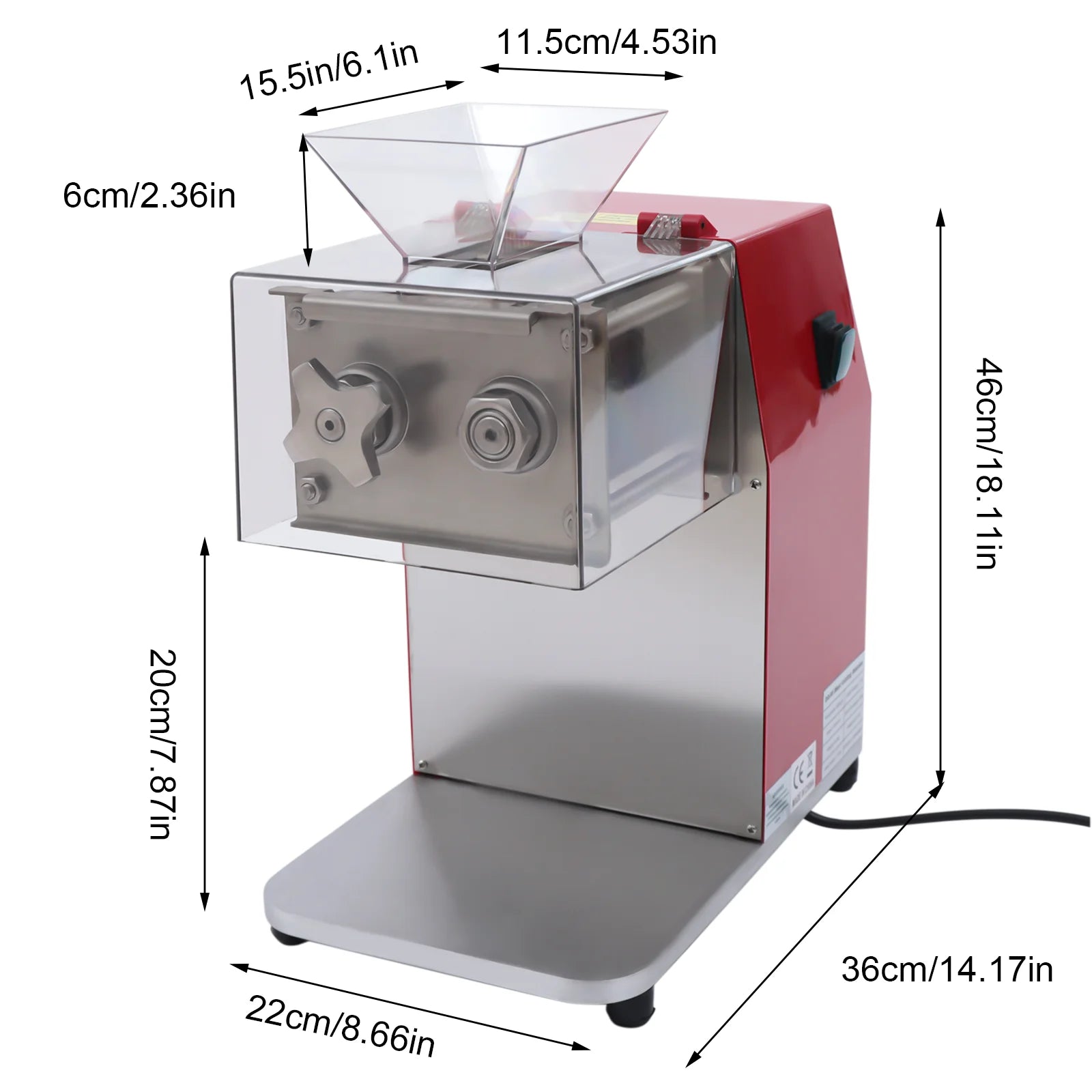 1100W Electric Meat Cutting Machine Stainless Steel Vertical Meat Grinder for Home Kitchen Fresh Beef Mutton