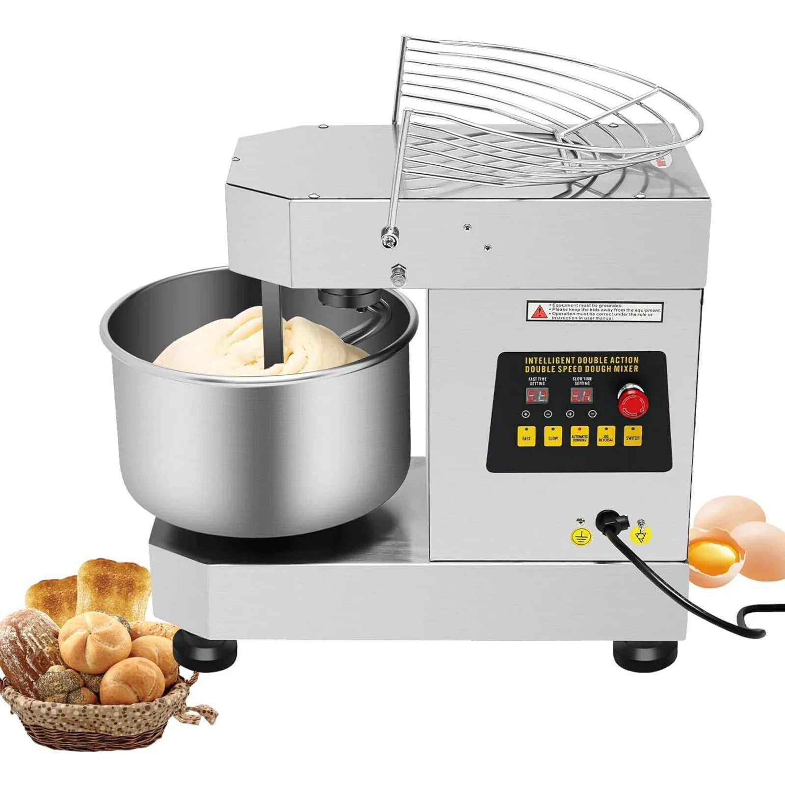 7500W Heavy Duty Electric Food Mixer Commercial Speeds Adjustable Stand Mixer Dough Kneading Machine, 10Qt Commercial Food Mixer