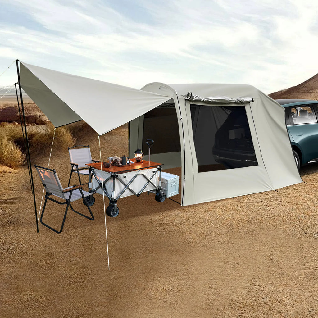 4.85*2.4*1.95m Car Awning Outdoor Tent Car 210T Polyester Fabric Tent Attachment for Camping Car Camping Tent