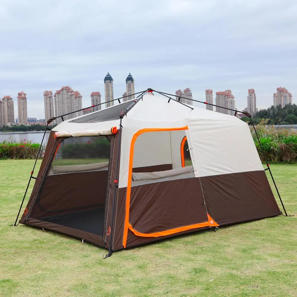 6-14 Person Family Cabin Tent with 2 Rooms, 3 Doors & 3 Mesh Windows, Waterproof Double Layer, Ideal for Camping and Outdoor Gat