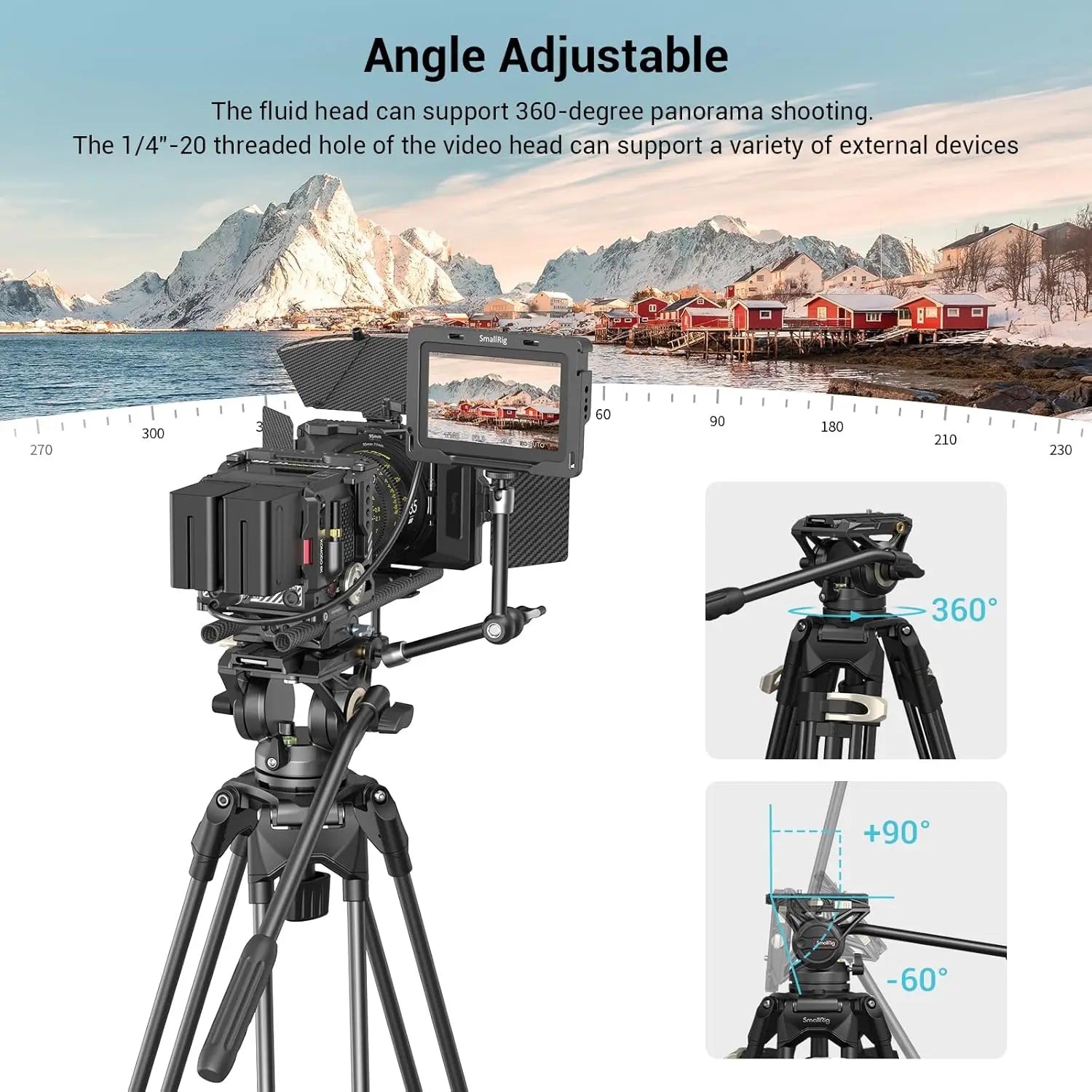 73" Heavy Duty Tripod with 360 Degree Fluid Head and Quick Release Plate for DSLR, Camcorder, Cameras