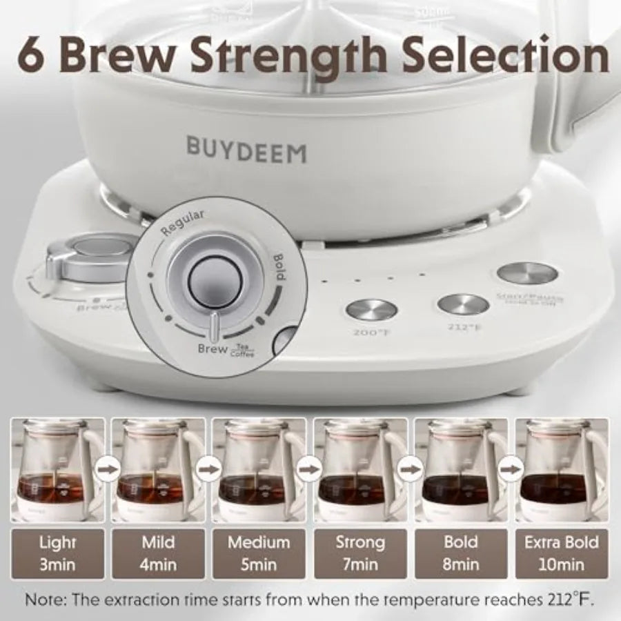 Electric Tea Maker K156 for Coffee and Tea 6 Brew Strengths 4 Temperature Settings Boil Dry Protection 2-Hour Auto Keep Warm Oa