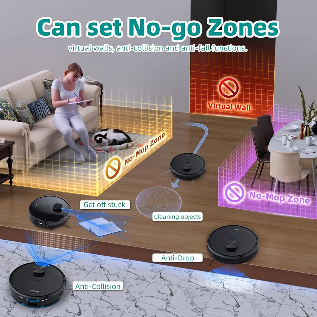 Self-Emptying Robot Vacuum with Mop, Lidar Navigation, WiFi/Alexa Control, Ideal for Pet Hair and All Floors