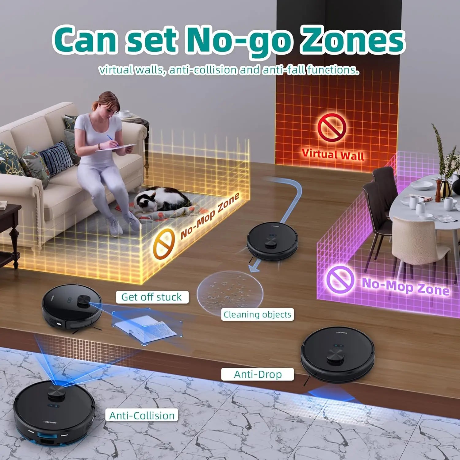 Self-Emptying Robot Vacuum with Mop, Lidar Navigation, WiFi/Alexa Control, Ideal for Pet Hair and All Floors
