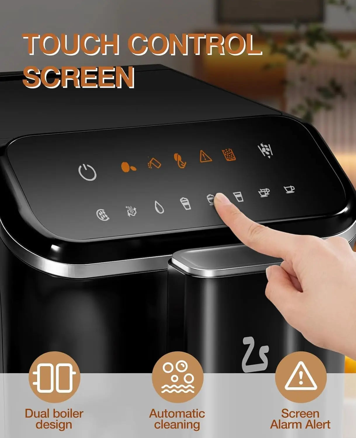 20-Bar Fully Automatic Espresso Coffee Machine with Grinder,Auto Milk Frother,Auto-Cleaning Coffee Maker for Latte Cappuccino