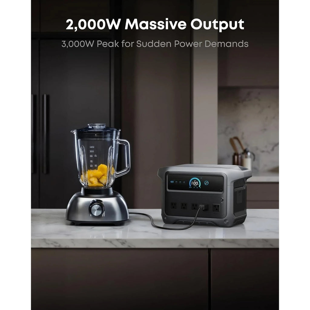 C1000 Gen 2 Portable Power Station with 100W Solar Panel, 2,000W (Peak 3,000W) Solar Generator, Full Charge in 49 Min