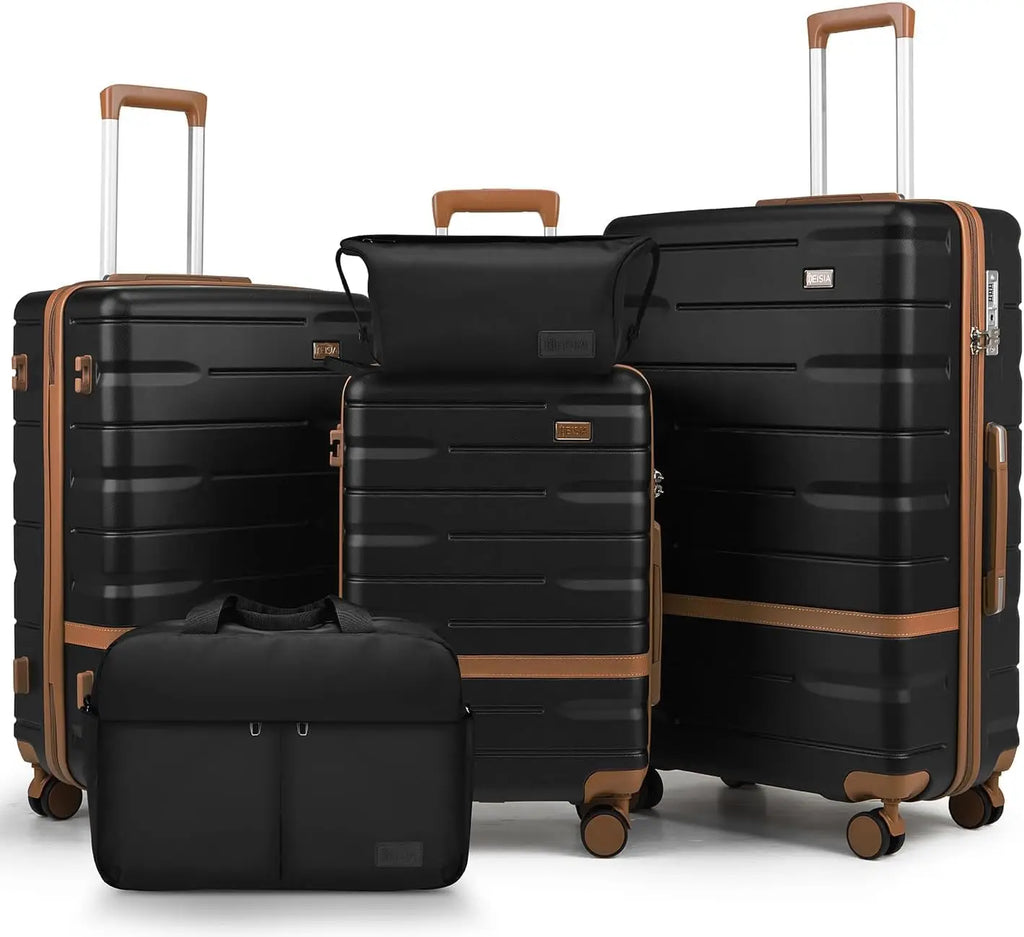 3-Piece Hardside Luggage Set with TSA Lock, Spinner Wheels, Lightweight Rolling Suitcase in Black