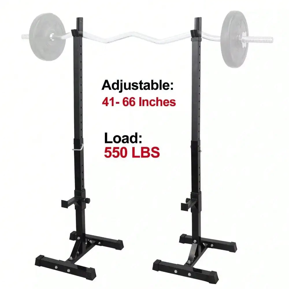 2pcs Adjustable Rack Standard Squat Steel Stands Barbell Free Press Bench Home