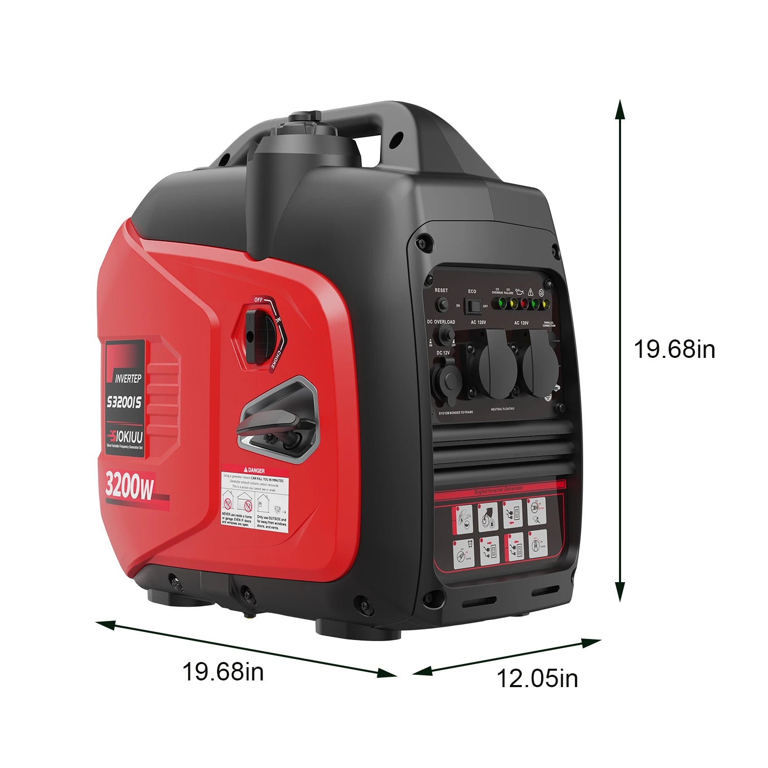 3200W Portable Inverter Generator operating power 2600W, EPA, Ultra Quiet, CO Alarm, Parallel Ready, Camping RV Home Emergency