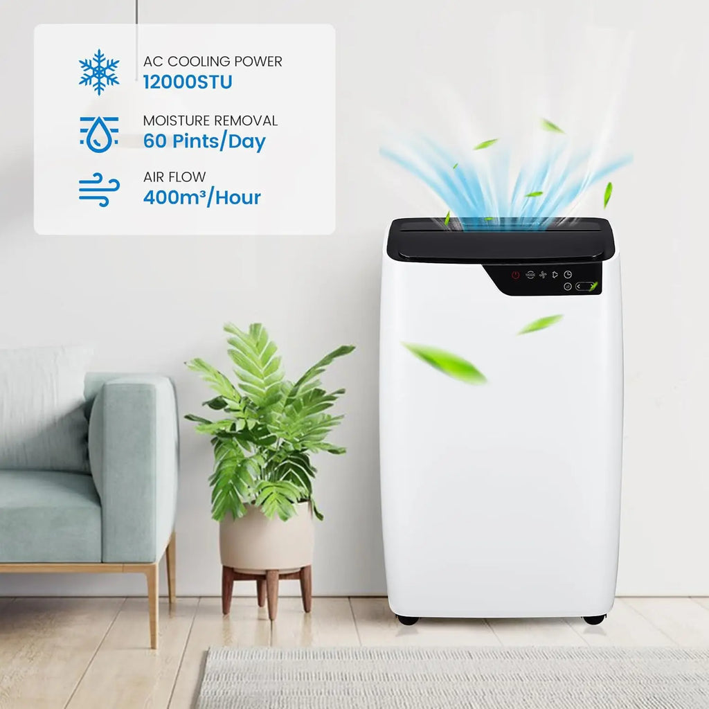 12000 BTU Portable Air Conditioners for Room up to 550 sq.ft, 3-IN-1 Free Standing Quiet Cooling Portable AC Unit, 24H Timer