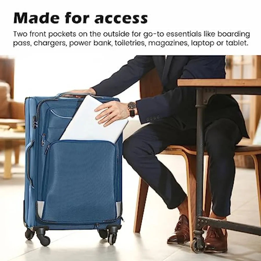 Luggage 4 Piece Set Suitcase Spinner TSA Lock Softshell Lightweight Purple Silver