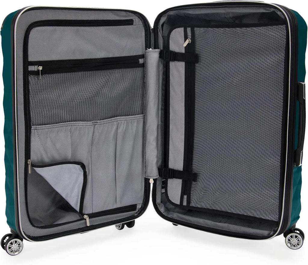 Lightweight Hardside Expandable 8-Wheel Spinner Travel Luggage, Deep Teal, 28-Inch Checked Suitcase for Smooth Trips