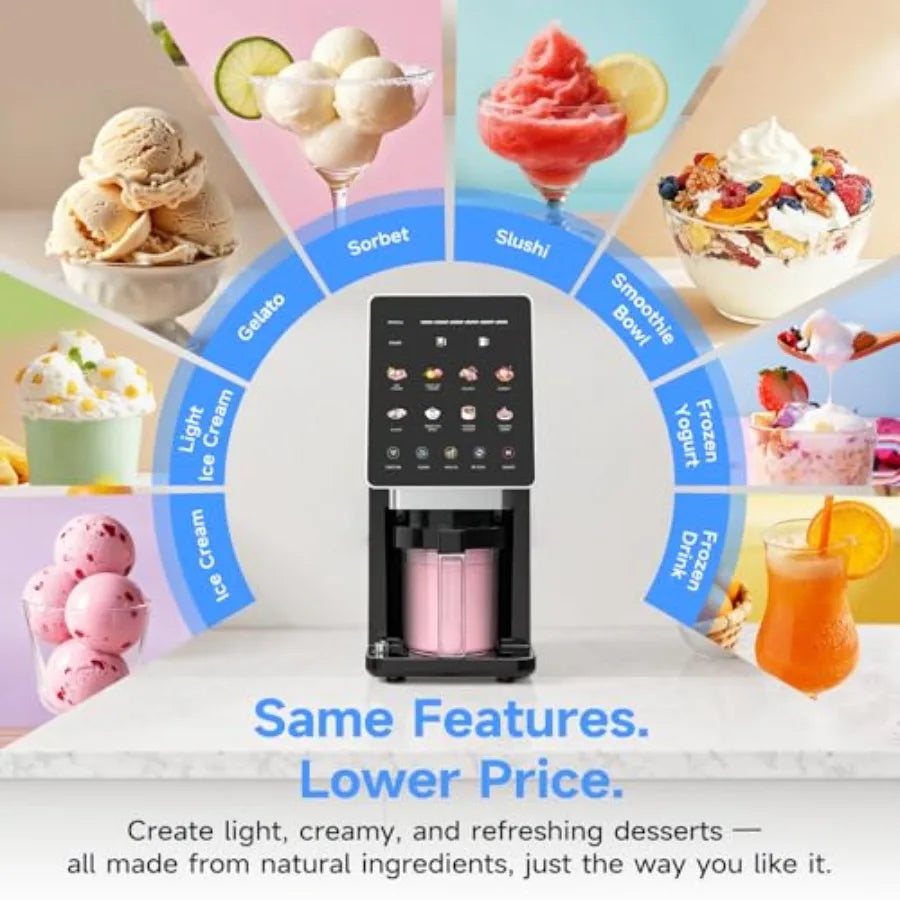 Ice Cream Maker 10-in-1 Frozen Treat Maker 20 oz 3 Pints Mix-In + Re-Spin for Creamy Texture Gelato Sorbet Slushie Frozen Yogur