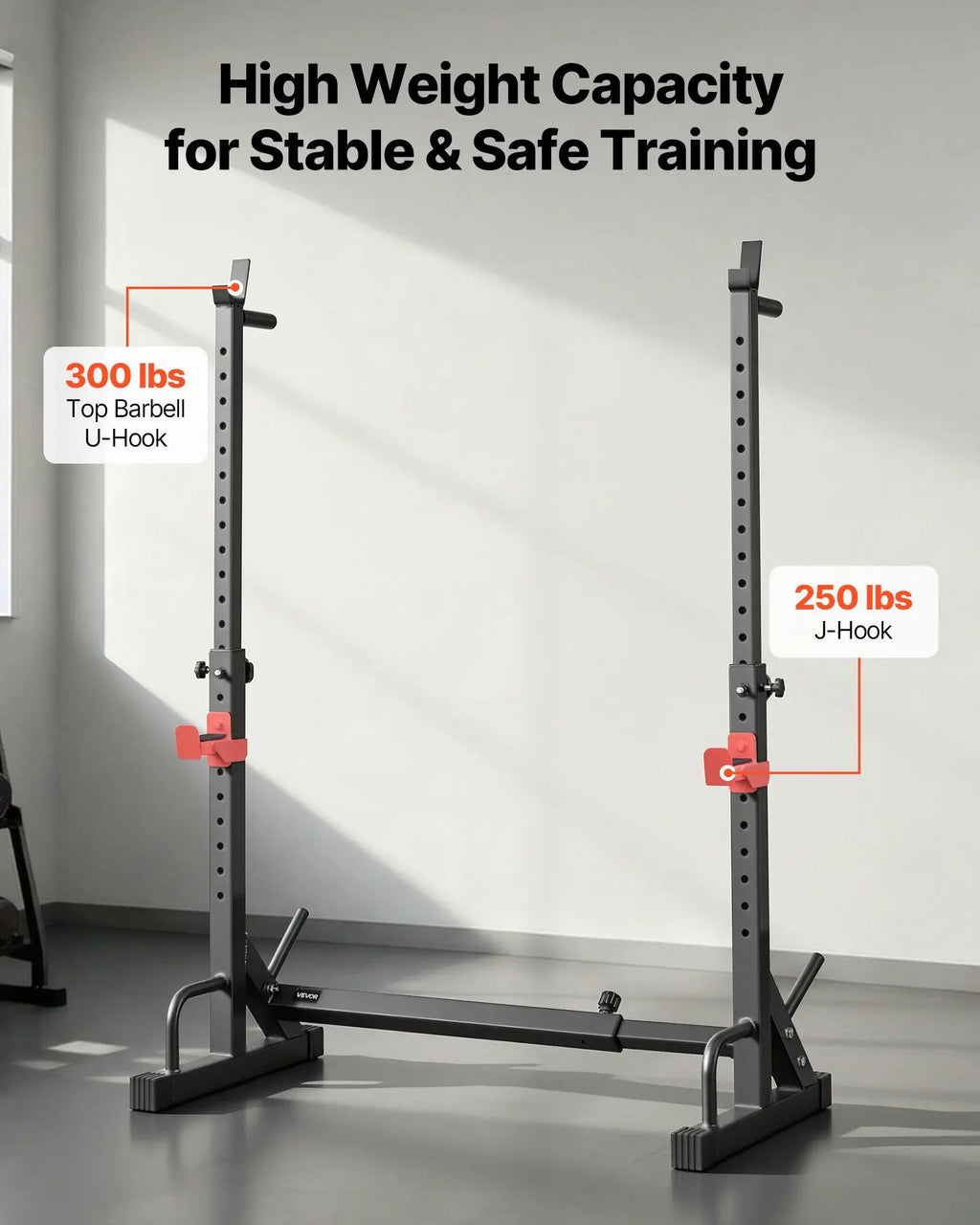 Power Cage Squat Rack, Home Gym Power Rack with Adjustable Height & Width, 550LBS Strength Training Workout Equipment with